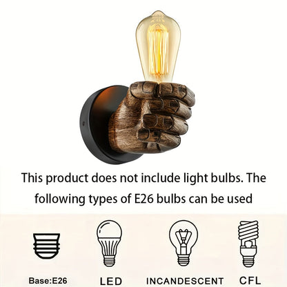 Industrial Wall Lamp | Hand-Shaped Resin Sconce for E26 Bulb
