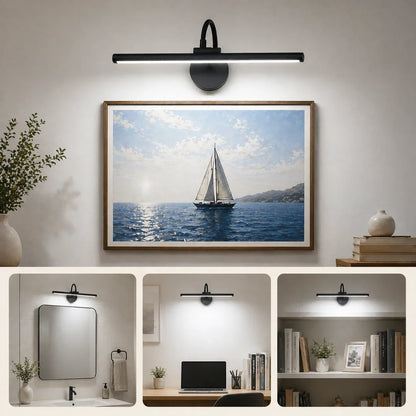 Wireless Picture Light | 12.6 in Black LED Bar on a 360° Gooseneck | Remote Dimming, 3 Light Colors, Single or Pair