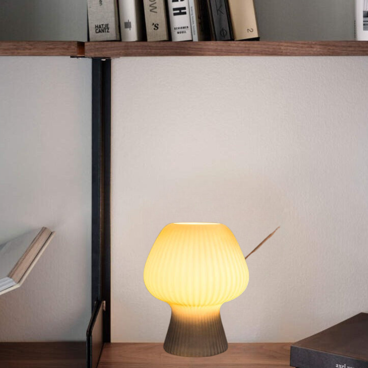 Table Lamp | Ribbed Glass, Vintage Mushroom Design