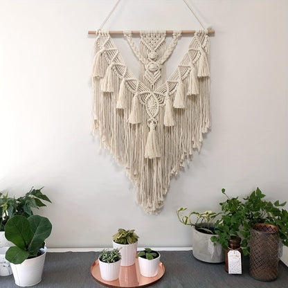 Macrame Wall Hanging | Handwoven Cotton Tapestry with Fringe