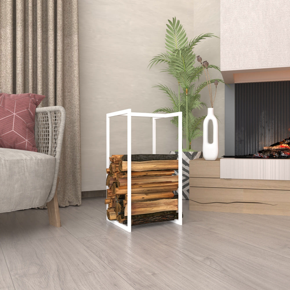 Minimalist Log Holder | Powder-Coated Steel Firewood Rack, 18, 24 or 36 in | Black, White or Gold
