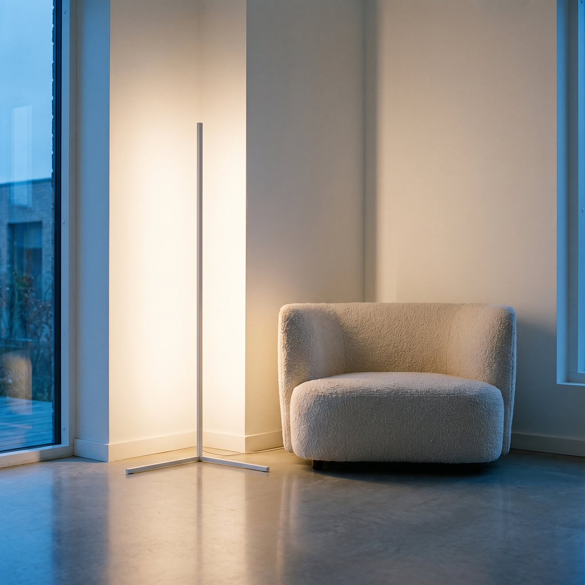 LED Corner Floor Lamp | 56 or 63 in Aluminum Light Bar, RGB or Tunable White | Remote Dimming, Black or White