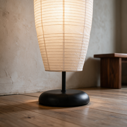Rice Paper Floor Lamp | 54 in Paper Column on a Slim Metal Frame | Japandi Style, 2-Bulb, Plug-In