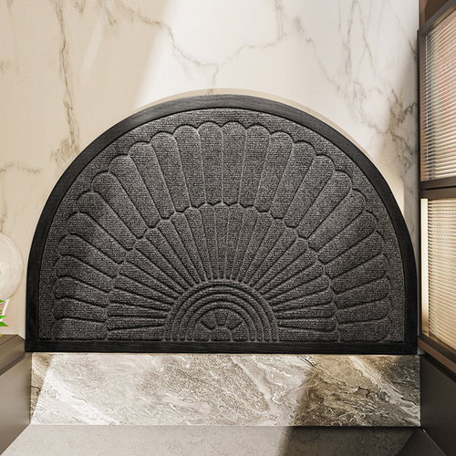 Non Slip Door Mat | Semi Circular Rubber Base for Dirt Control | Entryway Mat