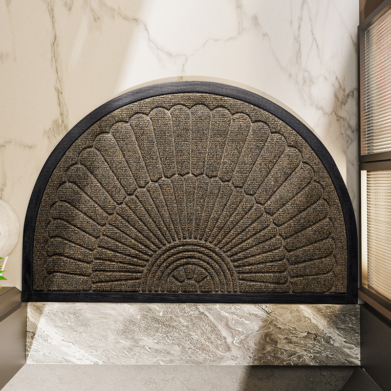 Non Slip Door Mat | Semi Circular Rubber Base for Dirt Control | Entryway Mat