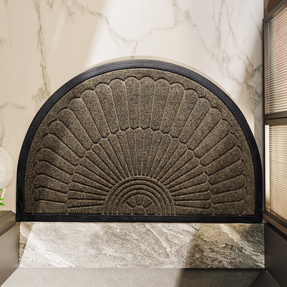 Non Slip Door Mat | Semi Circular Rubber Base for Dirt Control | Entryway Mat