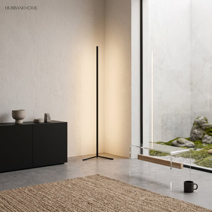 Corner Floor Lamp | 47 or 57 in LED Light Bar on a Triangle Base | Foot Switch, Warm or 3-Color Light