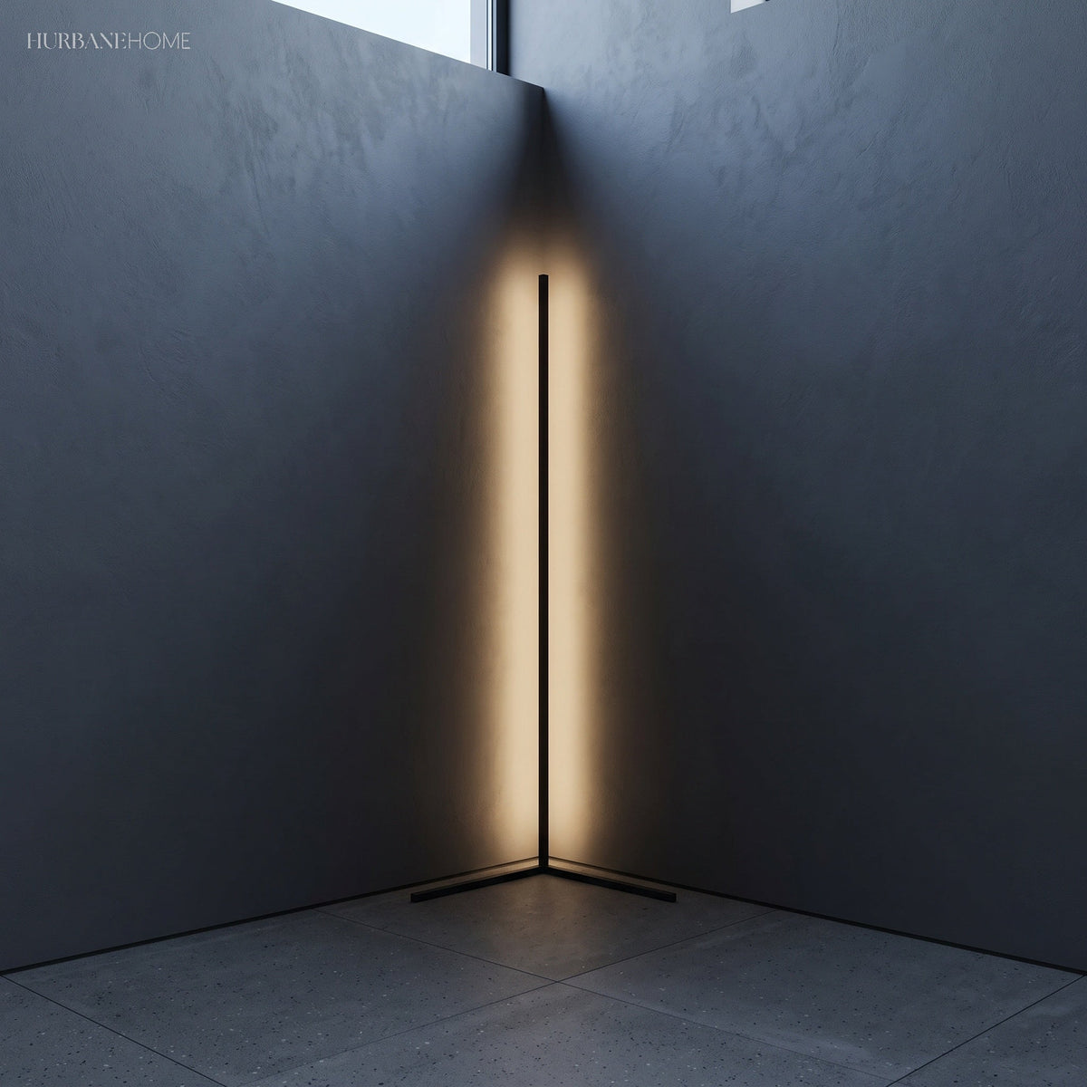 Corner Floor Lamp | 47 or 57 in LED Light Bar on a Triangle Base | Foot Switch, Warm or 3-Color Light