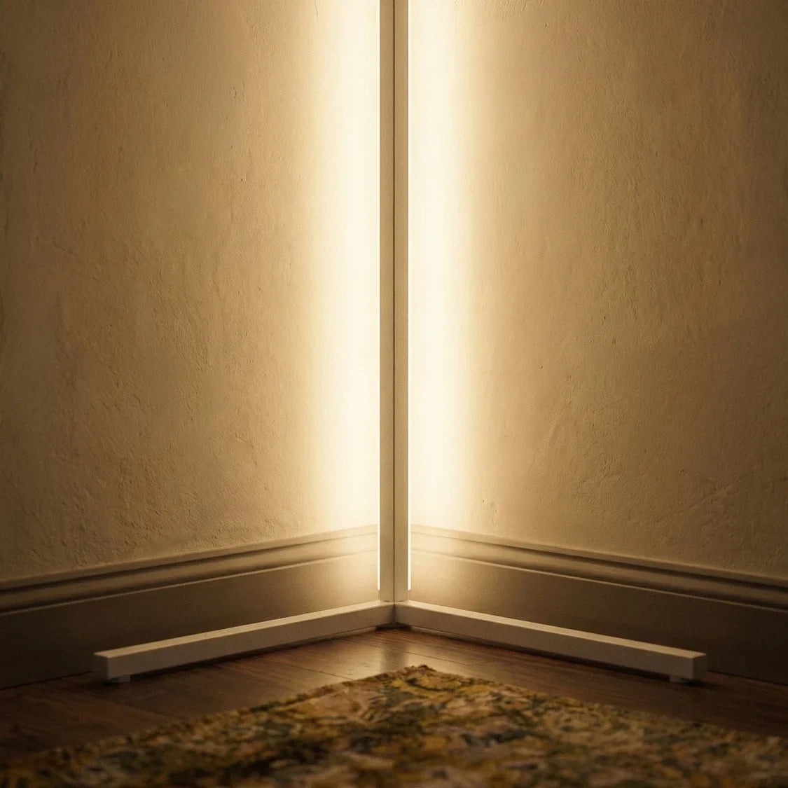 LED Corner Floor Lamp | 56 or 63 in Aluminum Light Bar, RGB or Tunable White | Remote Dimming, Black or White