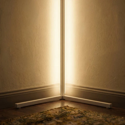 LED Corner Floor Lamp | 56 or 63 in Aluminum Light Bar, RGB or Tunable White | Remote Dimming, Black or White