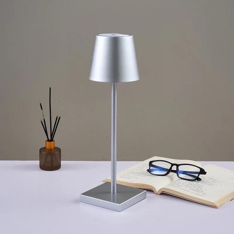 Cordless Table Lamp | Rechargeable 5200mAh LED, Aluminum, 15 in | Touch Dimming Dining Lamp, Single to Set of 3
