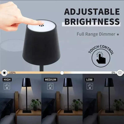 Cordless Table Lamp | Rechargeable 5200mAh LED, Aluminum, 15 in | Touch Dimming Dining Lamp, Single to Set of 3