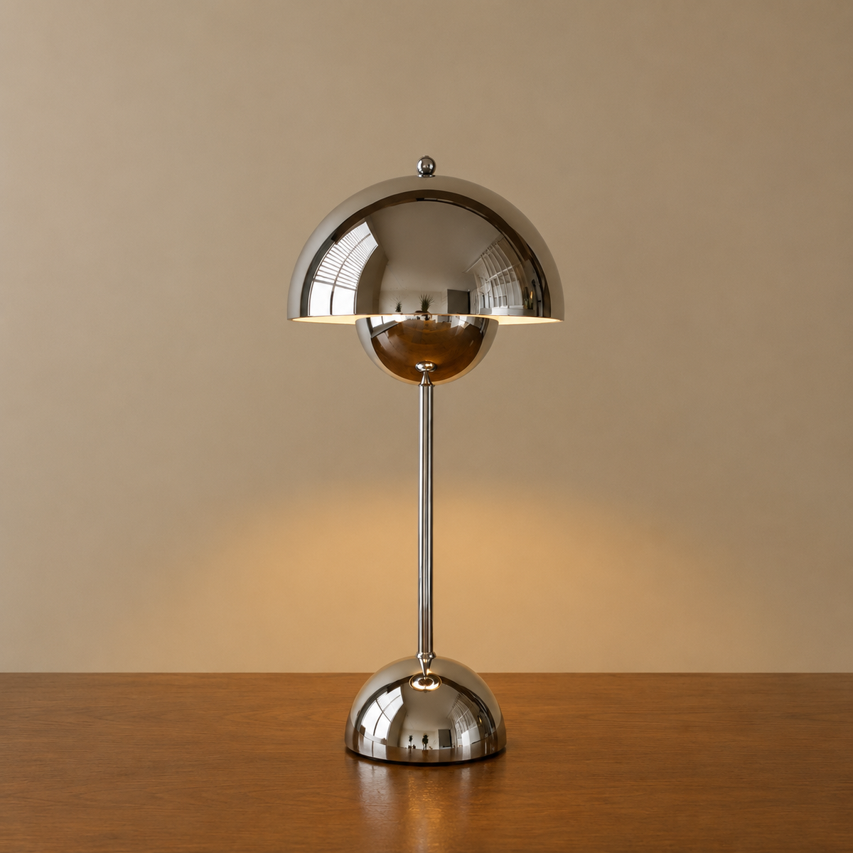 Cordless Dome Table Lamp | Metal Mushroom Lamp with 1200mAh Battery | Touch Dimming, 3 Light Colors, 3 Finishes