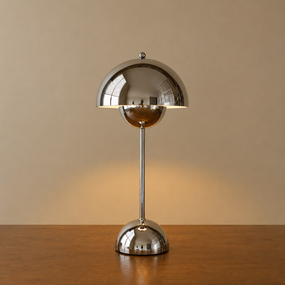 Cordless Dome Table Lamp | Metal Mushroom Lamp with 1200mAh Battery | Touch Dimming, 3 Light Colors, 3 Finishes