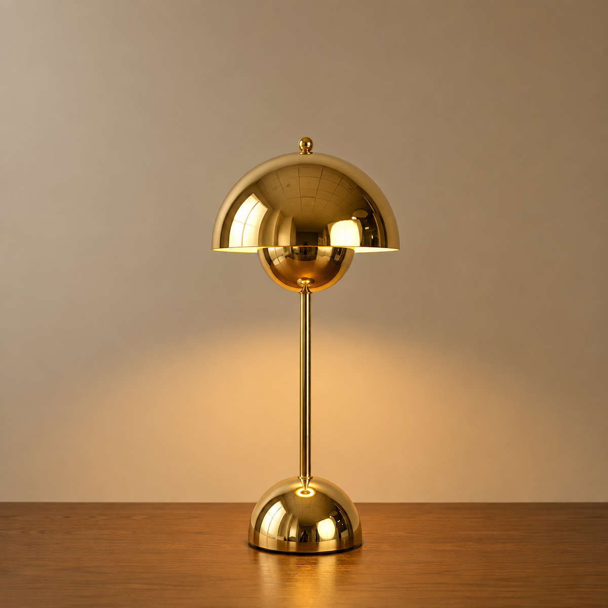 Cordless Dome Table Lamp | Metal Mushroom Lamp with 1200mAh Battery | Touch Dimming, 3 Light Colors, 3 Finishes
