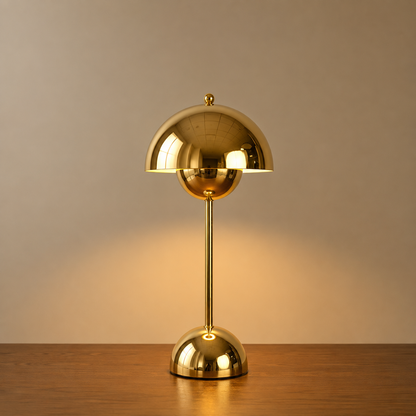 Cordless Dome Table Lamp | Metal Mushroom Lamp with 1200mAh Battery | Touch Dimming, 3 Light Colors, 3 Finishes