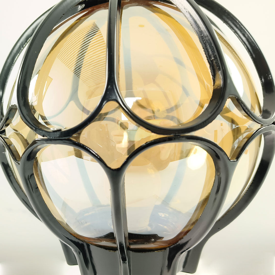 Outdoor Globe Pillar Light | Retro Glass Shade with Copper Base | IP54 Weather-Resistant Design