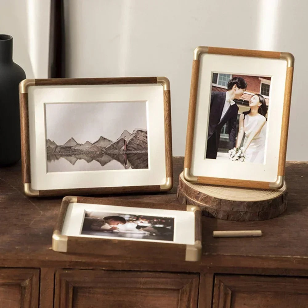 Photo Frame | Solid Wood with Brass Accents