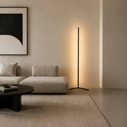 Corner Floor Lamp | 47 or 57 in LED Light Bar on a Triangle Base | Foot Switch, Warm or 3-Color Light