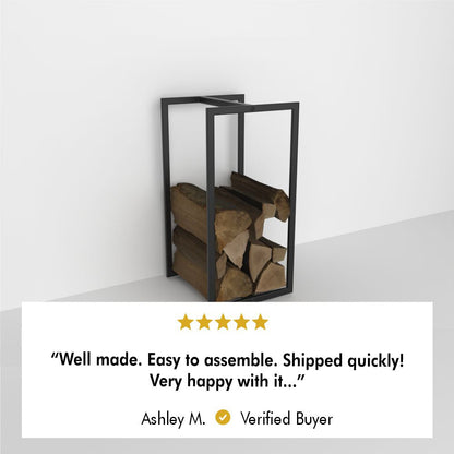Minimalist Log Holder | Powder-Coated Steel Firewood Rack, 18, 24 or 36 in | Black, White or Gold