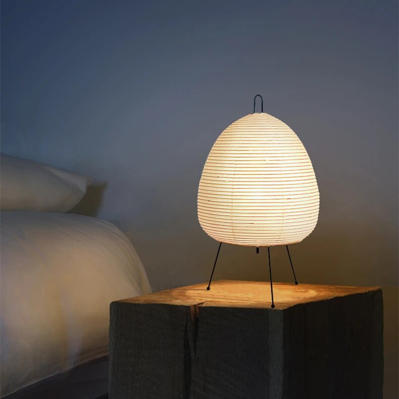 Japanese Rice Paper Table Lamp | Minimalist Metal Base
