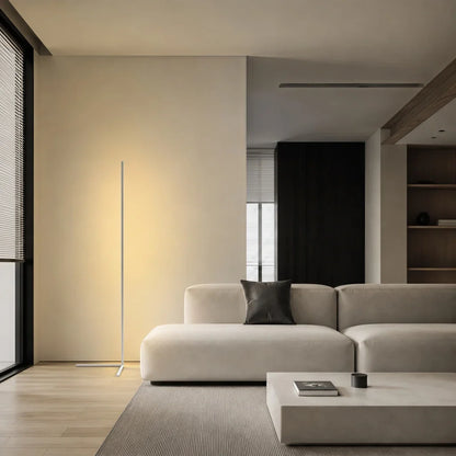 Corner Floor Lamp | 47 or 57 in LED Light Bar on a Triangle Base | Foot Switch, Warm or 3-Color Light