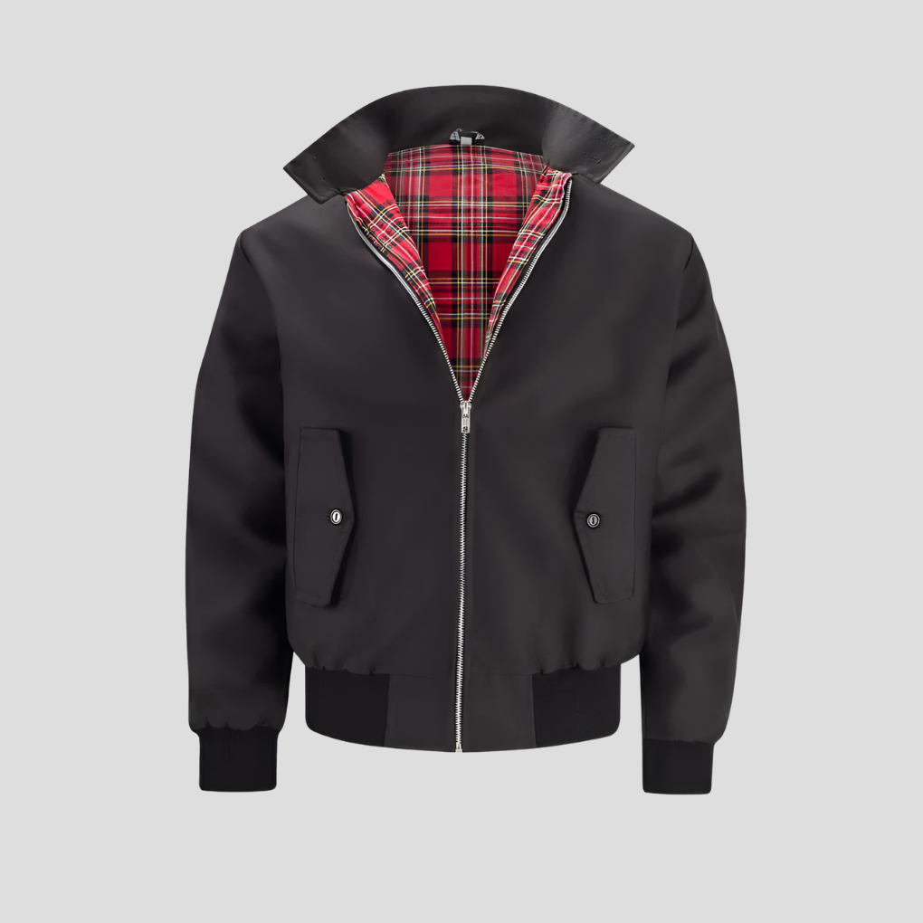 Men's Harrington Jacket | Woven Fabric, Tartan Lining, Ribbed Cuffs and Hem, Zip Front | 3 Colours, M to 3XL