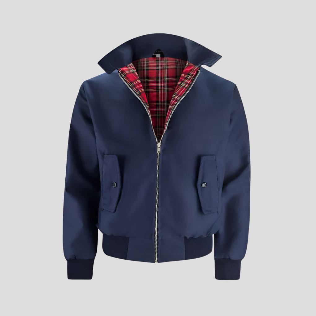 Men's Harrington Jacket | Woven Fabric, Tartan Lining, Ribbed Cuffs and Hem, Zip Front | 3 Colours, M to 3XL