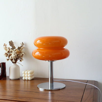 LED Table Lamp | Handcrafted Glass Shade with Chrome Base