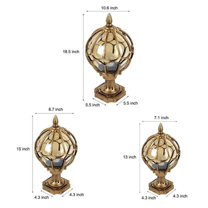 Outdoor Globe Pillar Light | Retro Glass Shade with Copper Base | IP54 Weather-Resistant Design