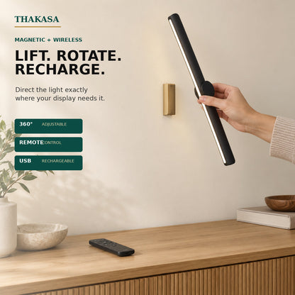Wireless Picture Light | 12.6 in Black LED Bar on a 360° Gooseneck | Remote Dimming, 3 Light Colors, Single or Pair