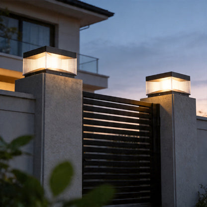 Outdoor Solar Pillar Light | IP65 Waterproof Iron with Acrylic Shade