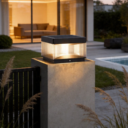 Outdoor Solar Pillar Light | IP65 Waterproof Iron with Acrylic Shade