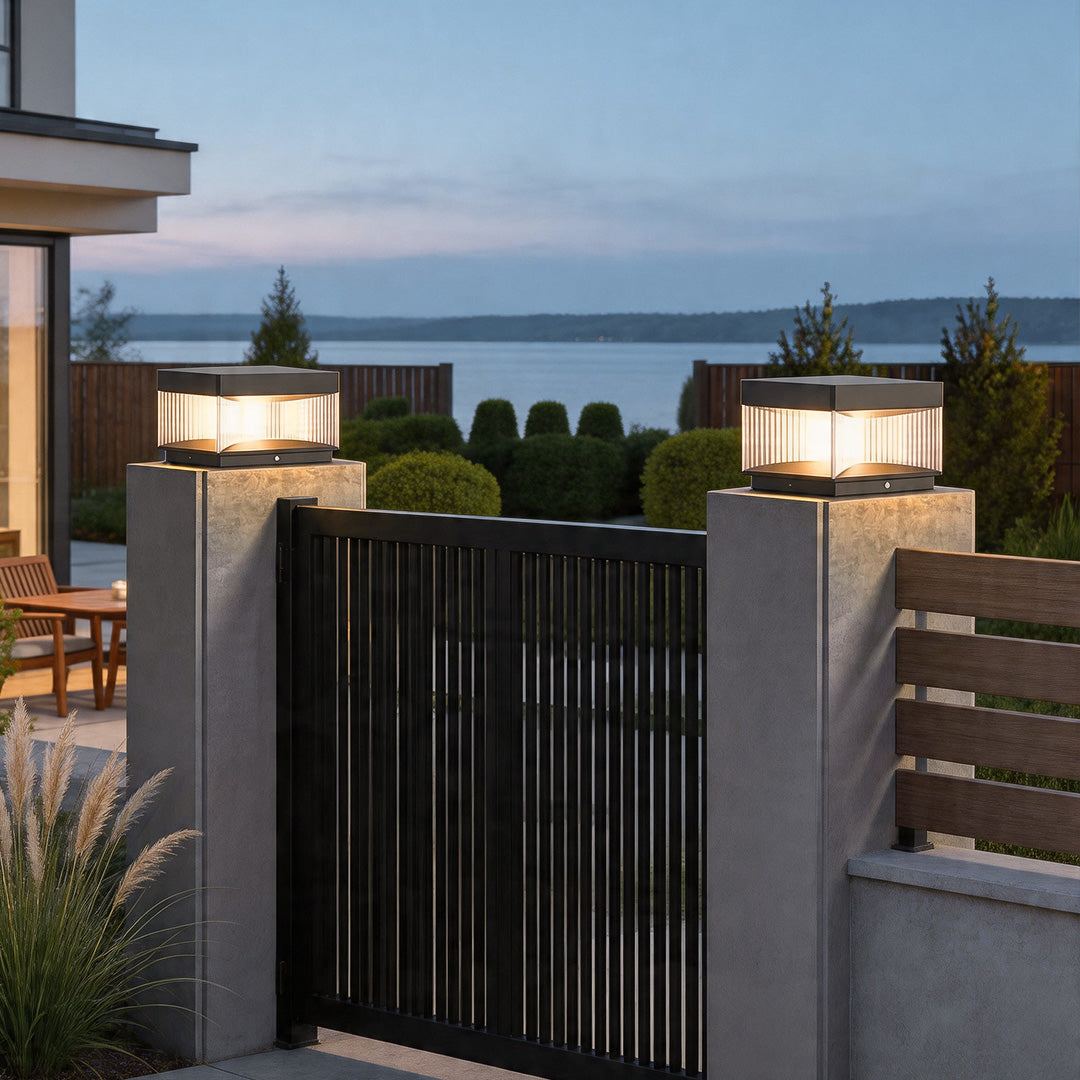Outdoor Solar Pillar Light | IP65 Waterproof Iron with Acrylic Shade