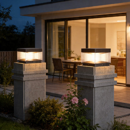 Outdoor Solar Pillar Light | IP65 Waterproof Iron with Acrylic Shade