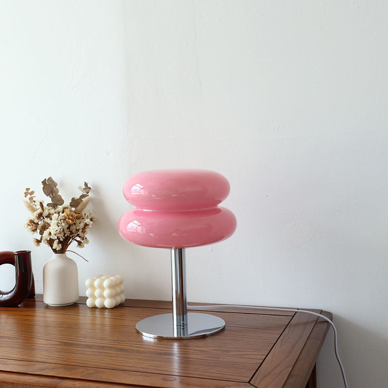 LED Table Lamp | Handcrafted Glass Shade with Chrome Base