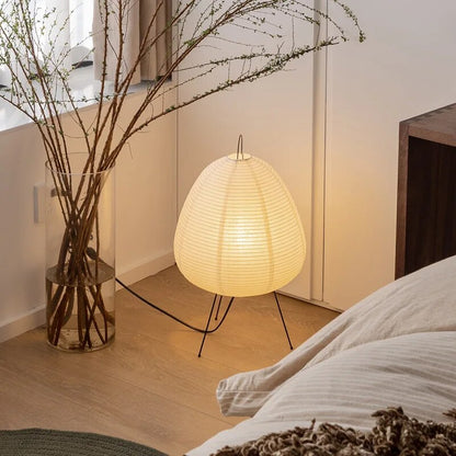 Japanese Rice Paper Table Lamp | Minimalist Metal Base