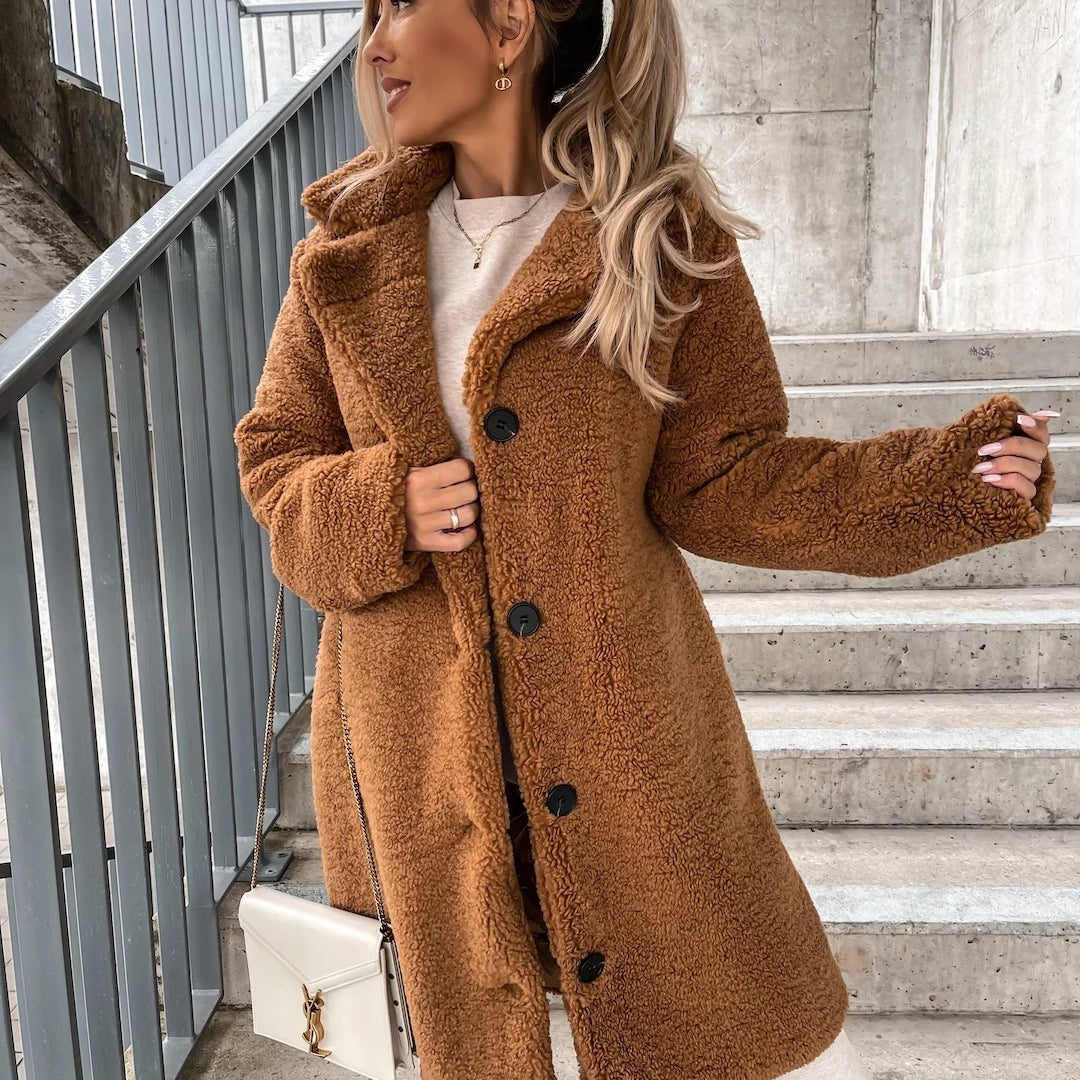 Women's Oversized Teddy Coat | Soft Teddy Fabric with Button Front, Long Length | 4 Colours, S to 5XL