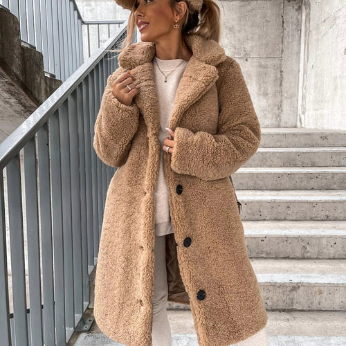 Women's Oversized Teddy Coat | Soft Teddy Fabric with Button Front, Long Length | 4 Colours, S to 5XL