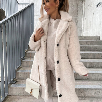 Women's Oversized Teddy Coat | Soft Teddy Fabric with Button Front, Long Length | 4 Colours, S to 5XL