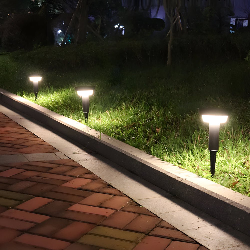 Solar Powered Garden Path Lights | IP65 Waterproof Aluminum | Modern Cylindrical Design | Warm White LED