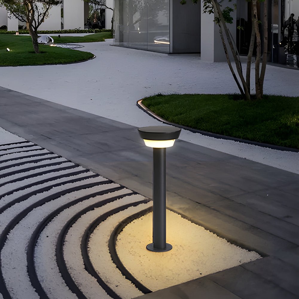 Solar Powered Garden Path Lights | IP65 Waterproof Aluminum | Modern Cylindrical Design | Warm White LED