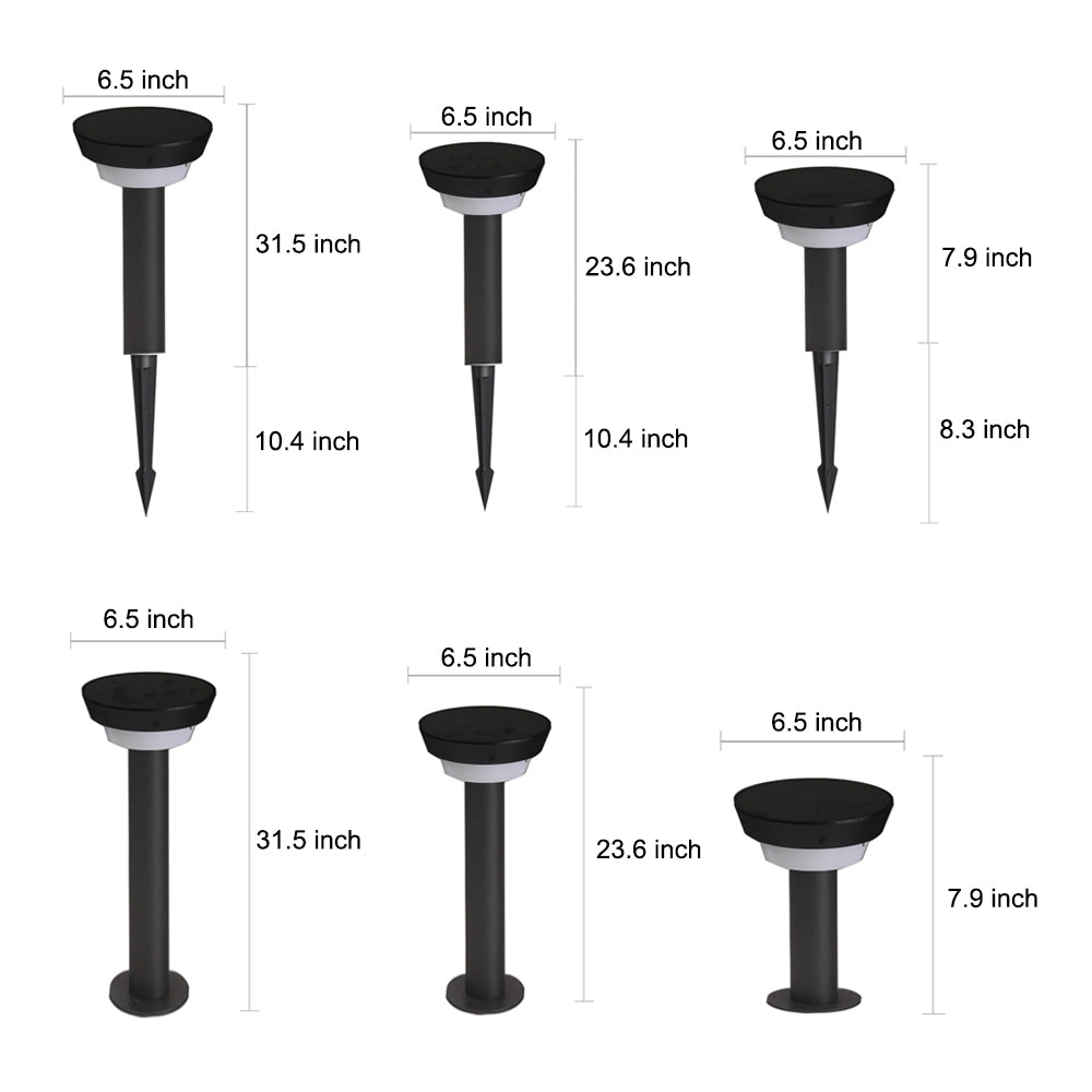 Solar Powered Garden Path Lights | IP65 Waterproof Aluminum | Modern Cylindrical Design | Warm White LED