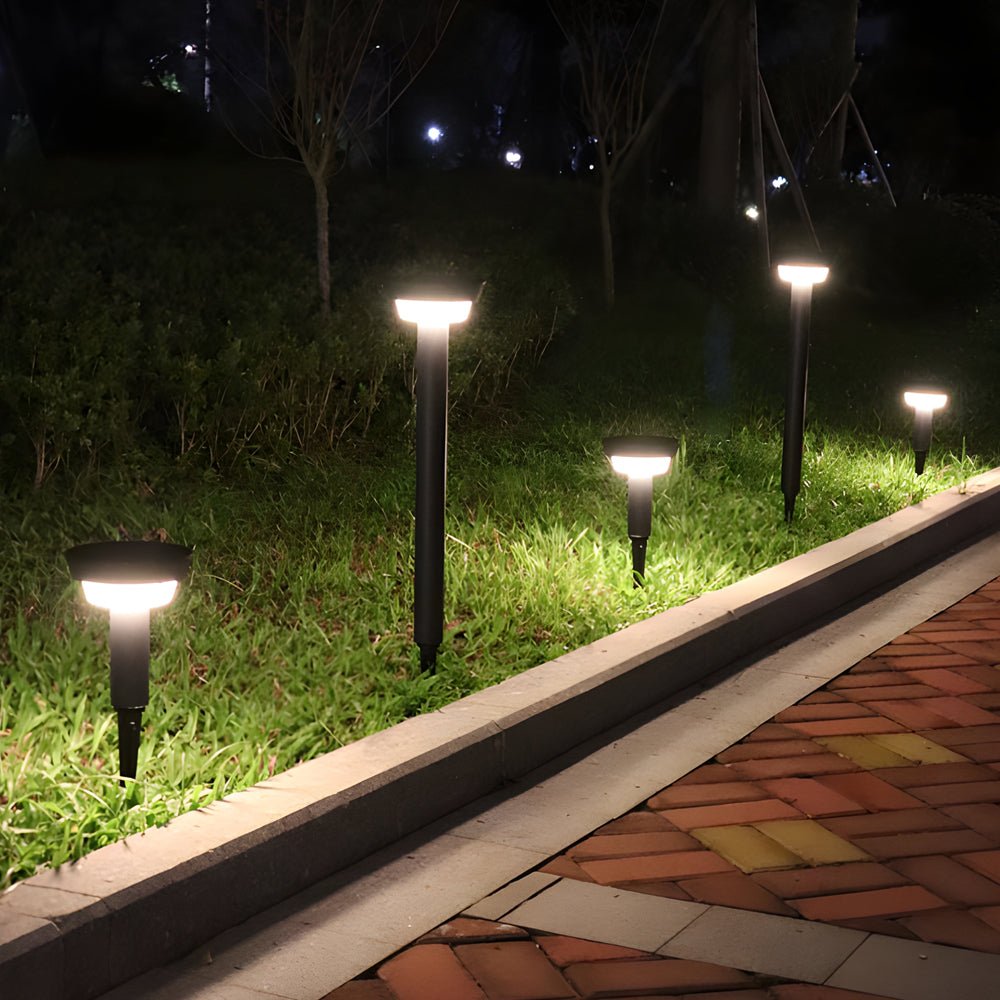 Solar Powered Garden Path Lights | IP65 Waterproof Aluminum | Modern Cylindrical Design | Warm White LED