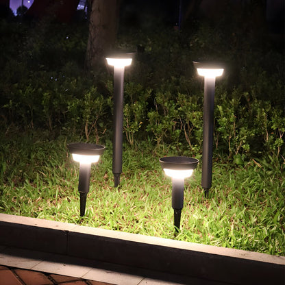 Solar Powered Garden Path Lights | IP65 Waterproof Aluminum | Modern Cylindrical Design | Warm White LED