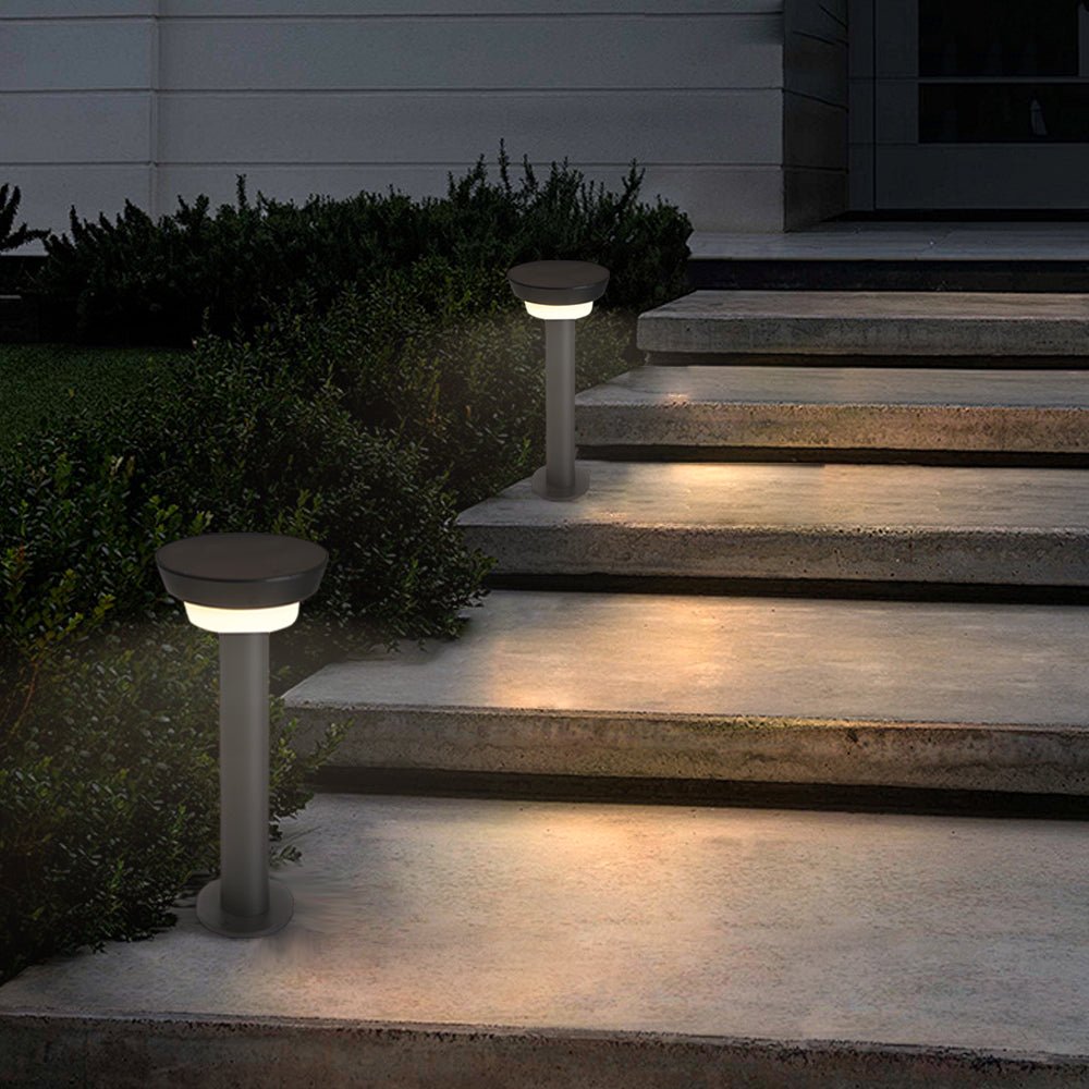 Solar Powered Garden Path Lights | IP65 Waterproof Aluminum | Modern Cylindrical Design | Warm White LED