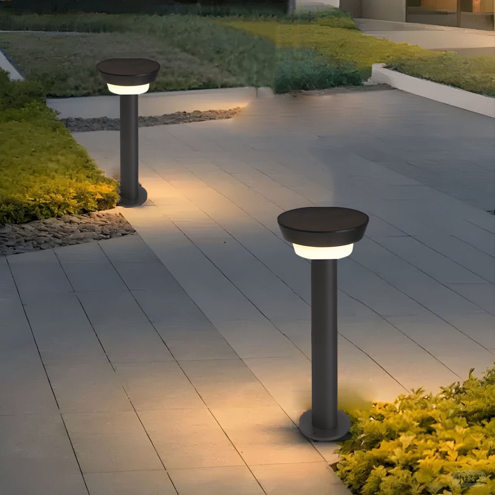 Solar Powered Garden Path Lights | IP65 Waterproof Aluminum | Modern Cylindrical Design | Warm White LED