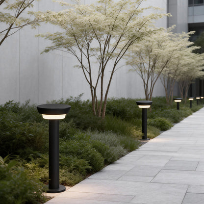 Solar Powered Garden Path Lights | IP65 Waterproof Aluminum | Modern Cylindrical Design | Warm White LED