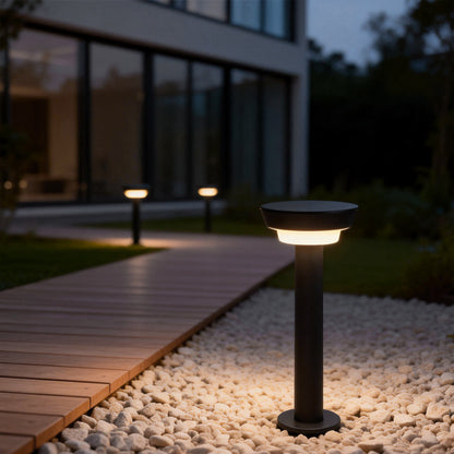 Solar Powered Garden Path Lights | IP65 Waterproof Aluminum | Modern Cylindrical Design | Warm White LED