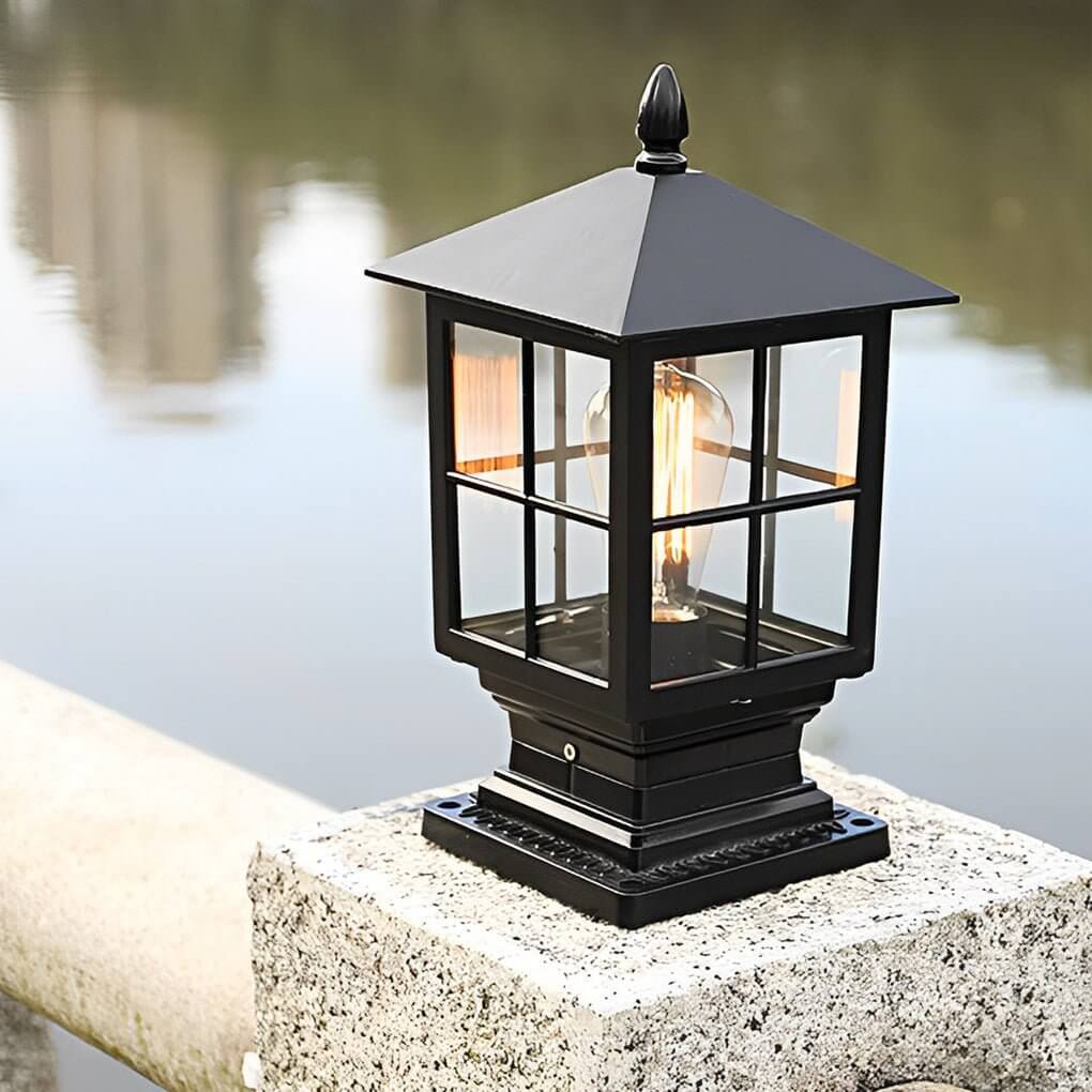 LED Stone Light Pillar | Black Aluminum Alloy, IP65 Waterproof, Dual Power Modes